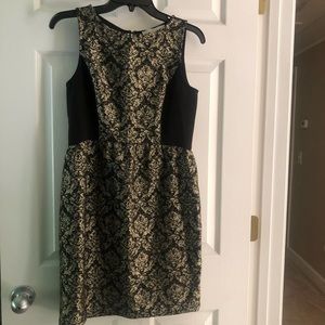 LOFT Gold Embossed ALine Dress